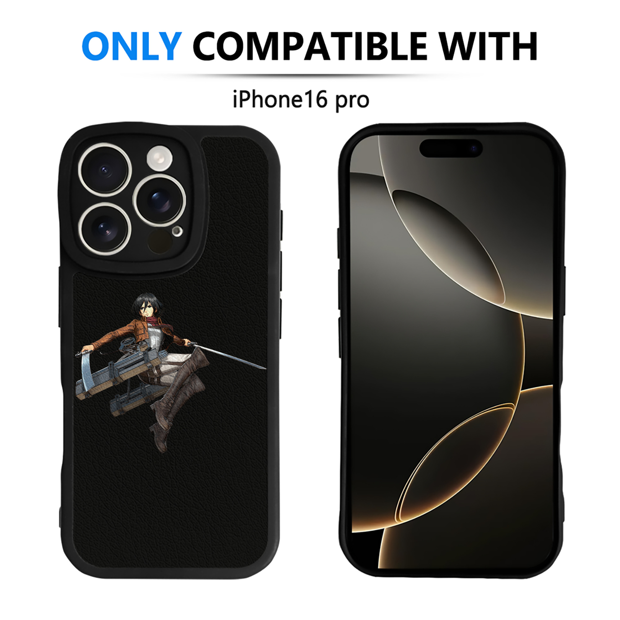 （画像用） 進撃の巨人 ミカサ·アッカーマン Attack on Titan Mikasa Ackerman 【iPhone 16シリーズ対応】シリコンスマホケース（レザー調） 材質：シリコン